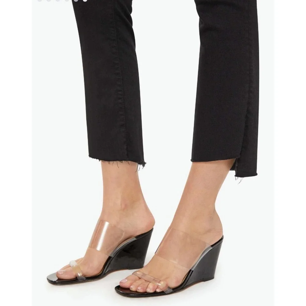 Mother Insider Crop Step Fray Black Not Guilty Narrow Straight Leg High Rise, 26